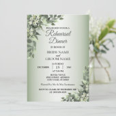 Rustic Floral Greenery Leaves Rehearsal Dinner Kaart (Staand voorkant)