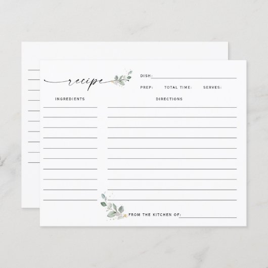 Rustic Floral Greenery Vrijgezellenfeest Recipe Ka (Voorkant / Achterkant)