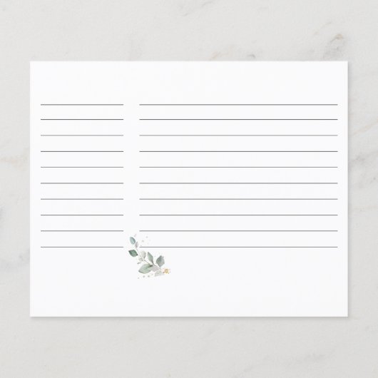 Rustic Floral Greenery Vrijgezellenfeest Recipe Ka (Achterkant)