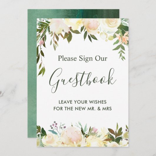 Rustic Floral Greenery Wedding Guestbook (Voorkant / Achterkant)