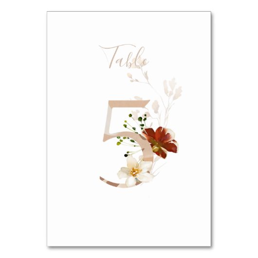 Rustic Floral handgeschreven script 5 bruiloft Kaart (Voorkant)