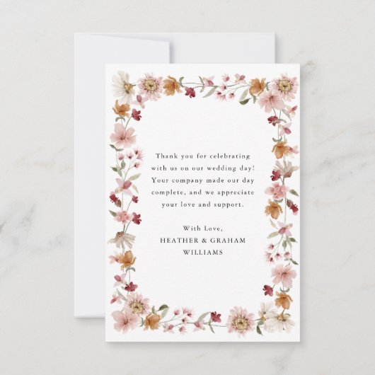 Rustic Floral - Hartelijk dank Bedankkaart (Achterkant)