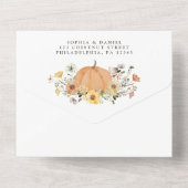 Rustic Floral Harvest Herfst Pumpkin Wedding All In One Uitnodiging (Achterkant)