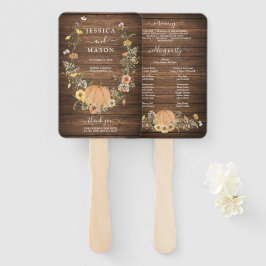 Rustic Floral Harvest Pumpkin Wedding Programme Handwaaier