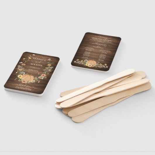 Rustic Floral Harvest Pumpkin Wedding Programme Handwaaier (Niet-gemonteerd)