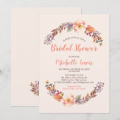 Rustic Floral Herfst/Autumn Bridal Shower Uitnodig Kaart (Voorkant / Achterkant)