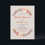Rustic Floral Herfst/Autumn Bridal Shower Uitnodig Kaart<br><div class="desc">De bijtende floral bridal doucheuitnodiging is voorzien van een prachtige herfst met een getextureerde achtergrond. Meer bruiloft- en doucheuitnodigingen en partijbenodigdheden zijn beschikbaar in mijn winkel BaraBomDesign.</div>