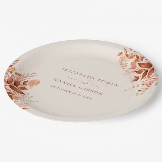 Rustic Floral herfst bruiloft Papieren Bordje (Gekanteld)