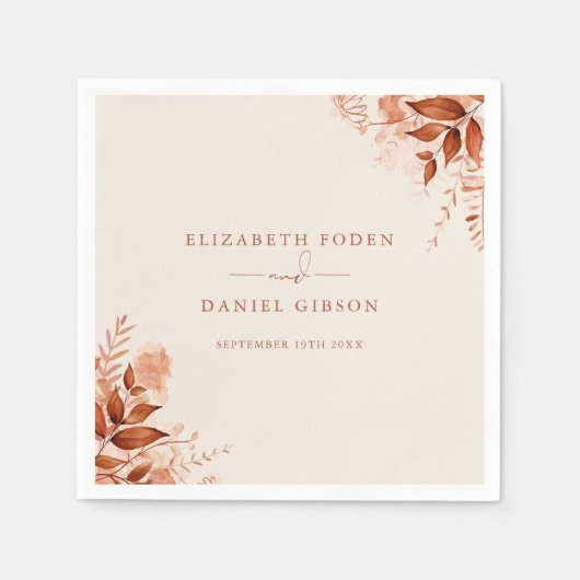 Rustic Floral herfst bruiloft Servet (Voorkant)