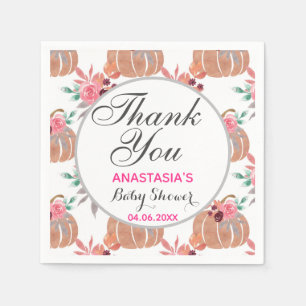 Rustic Floral Herfst herfst Dank u Baby shower Servet