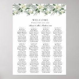 Rustic Floral Herfst Winter Wedding Sezing Chart Poster