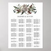 Rustic Floral Herfst Winter Wedding Sezing Chart Poster (Voorkant)