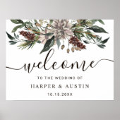 Rustic Floral Herfst Winter Wedding Welcome Sign Poster (Voorkant)