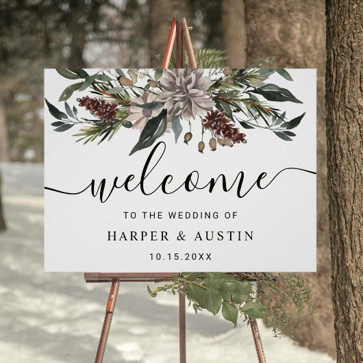 Rustic Floral Herfst Winter Wedding Welcome Sign Poster