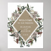 Rustic Floral Herfst Winter Wedding Welcome Sign Poster (Voorkant)