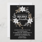 Rustic Floral Holiday Brunch Partij Kaart (Voorkant)