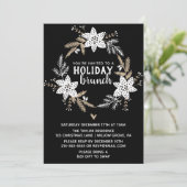 Rustic Floral Holiday Brunch Partij Kaart (Staand voorkant)