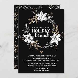 Rustic Floral Holiday Brunch Partij Kaart