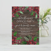 Rustic Floral Holly Ivy Wood Corporate Kerstmis Kaart (Staand voorkant)