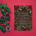 Rustic Floral Holly Ivy Wood Corporate Kerstmis Kaart<br><div class="desc">Deze elegante, feestelijke en artsy feestelijke uitnodiging voor kerstfeestdagen is perfect voor het winterseizoen. Het is voorzien van een kerstfeestvibe met handbeschilderd ruw, folie gouden folie en bosgroene puntenzetters, bloemen, ijzel, holly bessen en bladeren boven op een bijtende houten achtergrond. Het is modern, , chic, origineel, en uniek; het perfecte...</div>