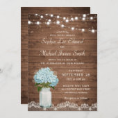 Rustic Floral Hydrangea Mason Jar String Lights Kaart (Voorkant / Achterkant)