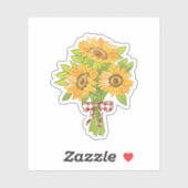 Rustic Floral Illustration with Gingham Bow Sticker (Vel)