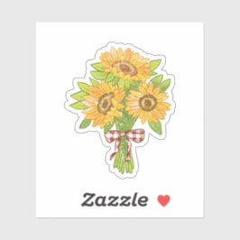 Rustic Floral Illustration with Gingham Bow Sticker