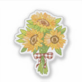 Rustic Floral Illustration with Gingham Bow Sticker (Voorkant)