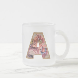 Rustic Floral Initiaal Letter A Monogram Matglas Koffiemok