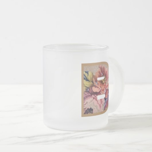 Rustic Floral Initiaal Letter B Monogram Matglas Koffiemok (Voorkant rechts)