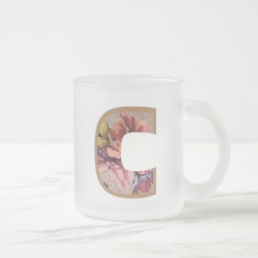 Rustic Floral Initiaal Letter C Monogram Matglas Koffiemok (Rechts)