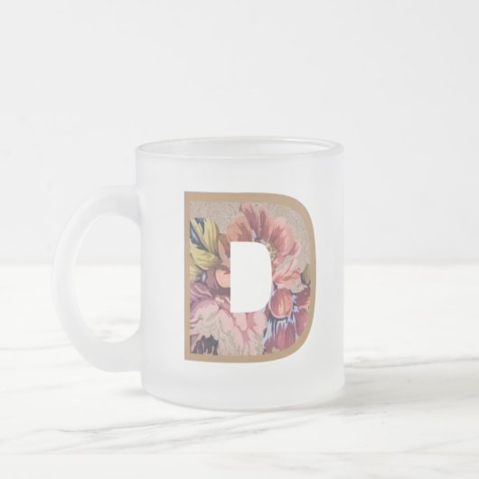 Rustic Floral Initiaal Letter D Monogram Matglas Koffiemok (Links)
