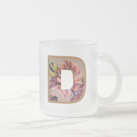 Rustic Floral Initiaal Letter D Monogram Matglas Koffiemok (Rechts)