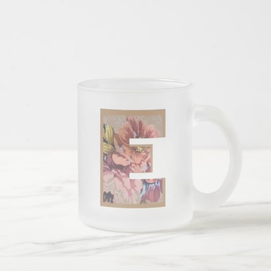 Rustic Floral Initiaal Letter E Monogram Matglas Koffiemok (Rechts)