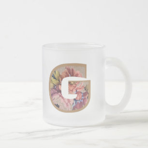 Rustic Floral Initiaal Letter G Monogram Matglas Koffiemok