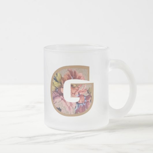 Rustic Floral Initiaal Letter G Monogram Matglas Koffiemok (Rechts)