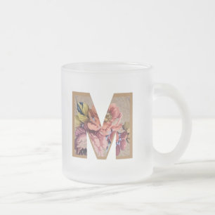 Rustic Floral Initiaal Letter M Monogram Matglas Koffiemok