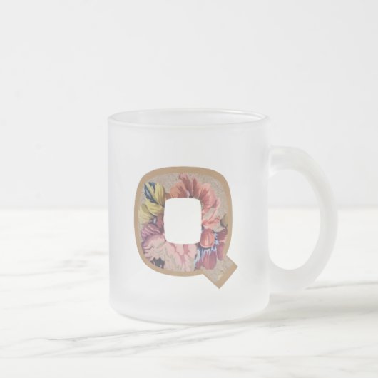 Rustic Floral Initiaal Letter Q Monogram Matglas Koffiemok (Rechts)