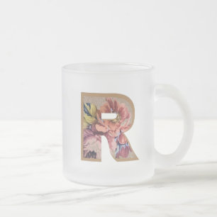 Rustic Floral Initiaal Letter R Monogram Matglas Koffiemok
