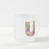 Rustic Floral Initiaal Letter U Monogram Matglas Koffiemok (Voorkant rechts)