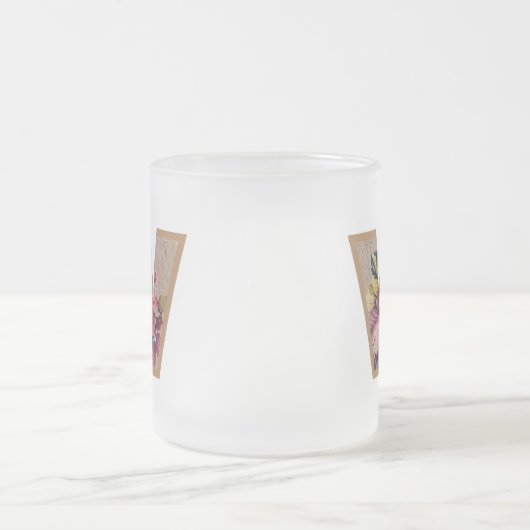 Rustic Floral Initiaal Letter W Monogram Matglas Koffiemok (Center)