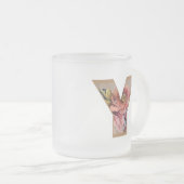 Rustic Floral Initiaal Letter Y Monogram Matglas Koffiemok (Voorkant rechts)