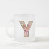 Rustic Floral Initiaal Letter Y Monogram Matglas Koffiemok (Links)