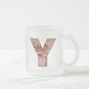 Rustic Floral Initiaal Letter Y Monogram Matglas Koffiemok