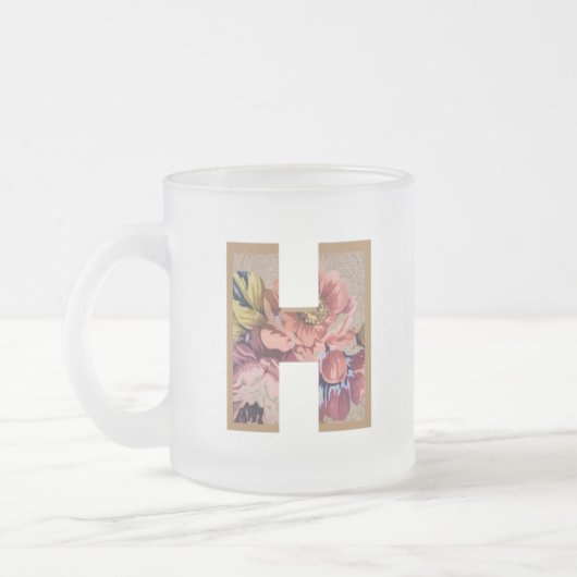 Rustic Floral Initial Letter H Monogram Matglas Koffiemok (Links)