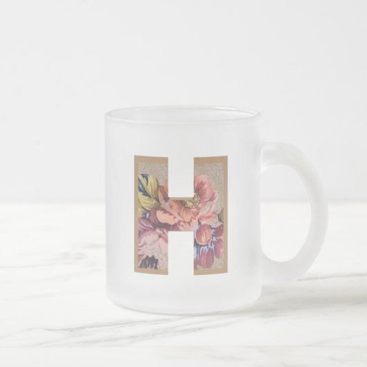 Rustic Floral Initial Letter H Monogram Matglas Koffiemok (Rechts)