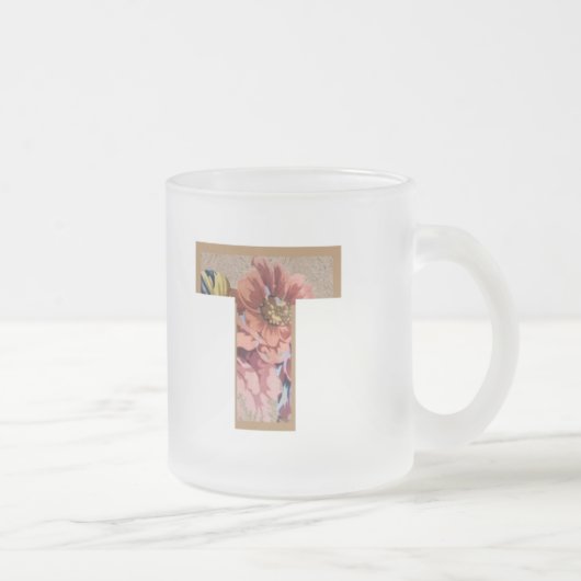 Rustic Floral Initial Letter T Monogram Matglas Koffiemok (Rechts)