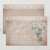 Rustic Floral Jar  Burlap Vrijgezellenfeest Kaart (Voorkant / Achterkant)