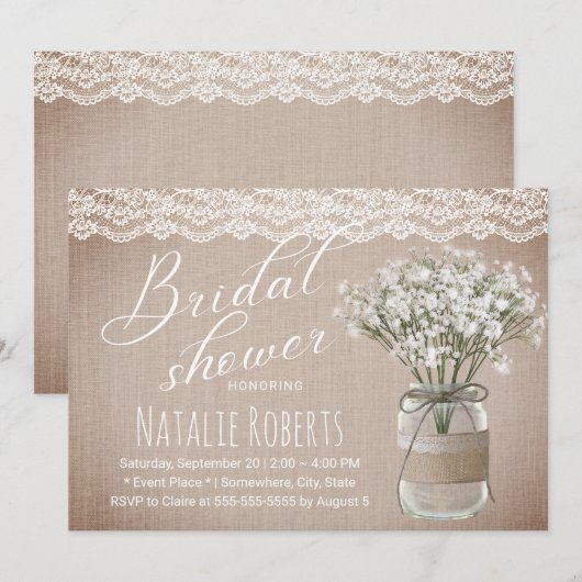 Rustic Floral Jar Burlap Vrijgezellenfeest Kaart (Voorkant / Achterkant)