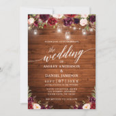 Rustic Floral Jar Lights Calligrafie Foto bruiloft Kaart (Voorkant)